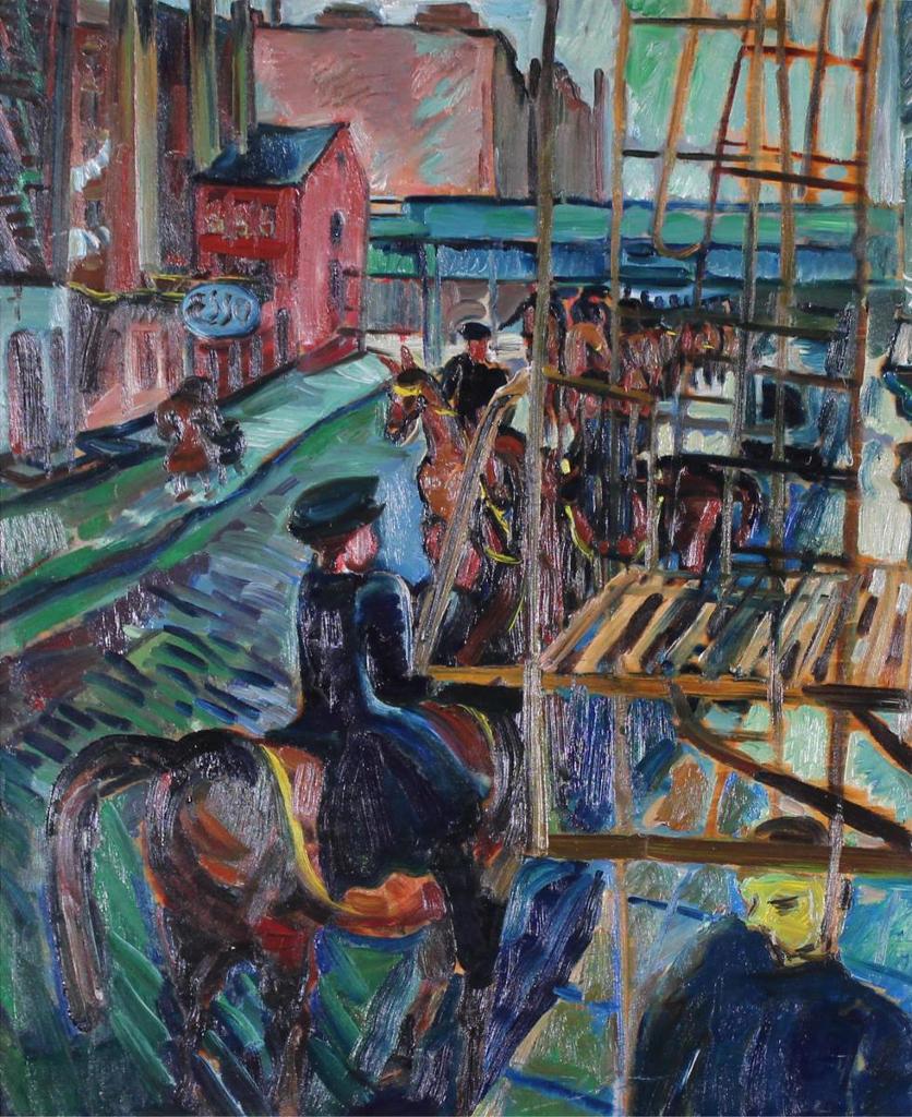 Pegi Margaret Kathleen Nicol MacLeod (1904-1949) - Mounted Police On A City Street, New York /