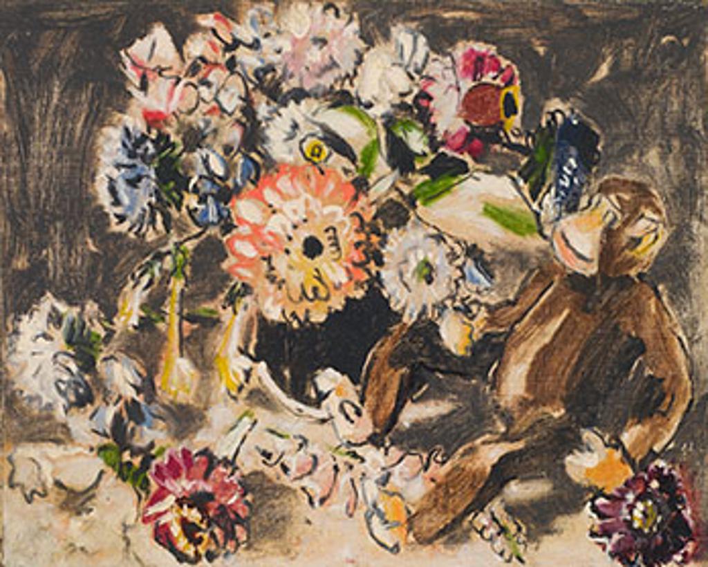 David Browne Milne (1882-1953) - Zinnias and Monkey