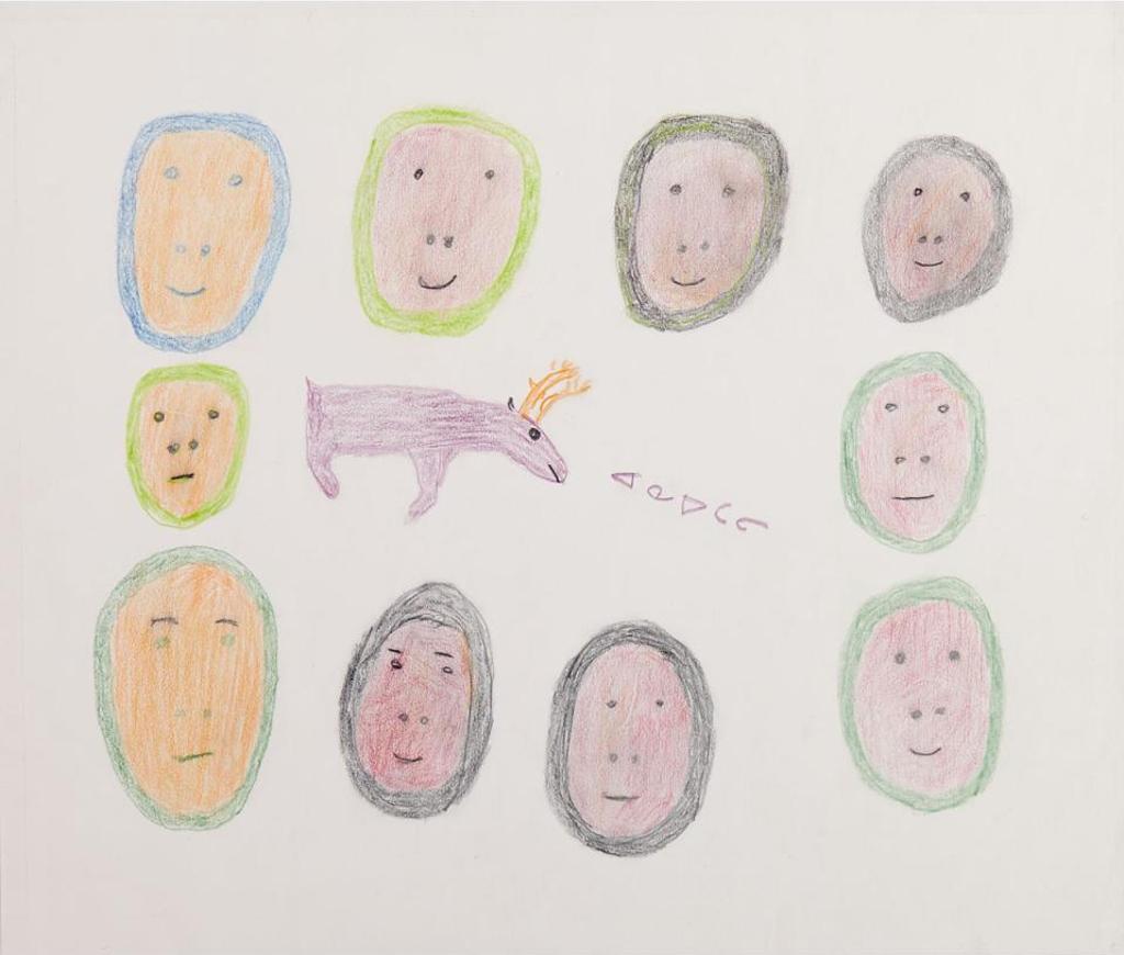 Luke Anowtalik (1932-2006) - Four Faces; Surrounding Faces