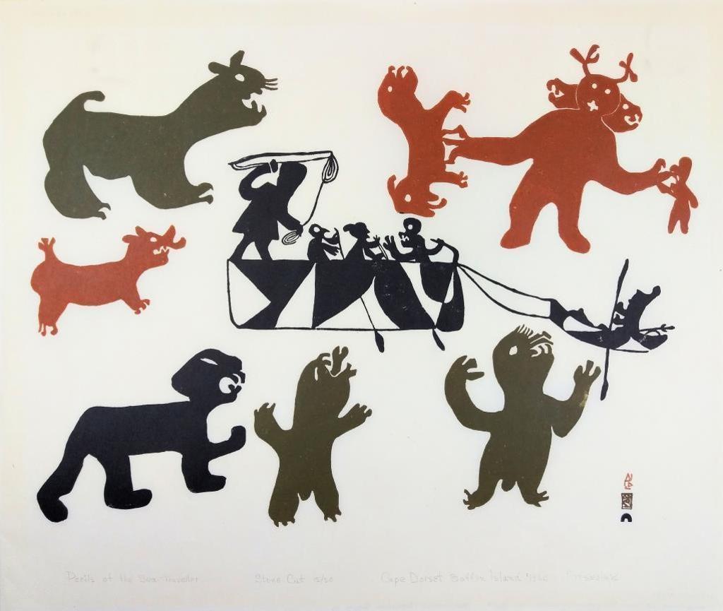 Pitseolak Ashoona (1904-1983) - Perils of the Sea Traveler, 1960
