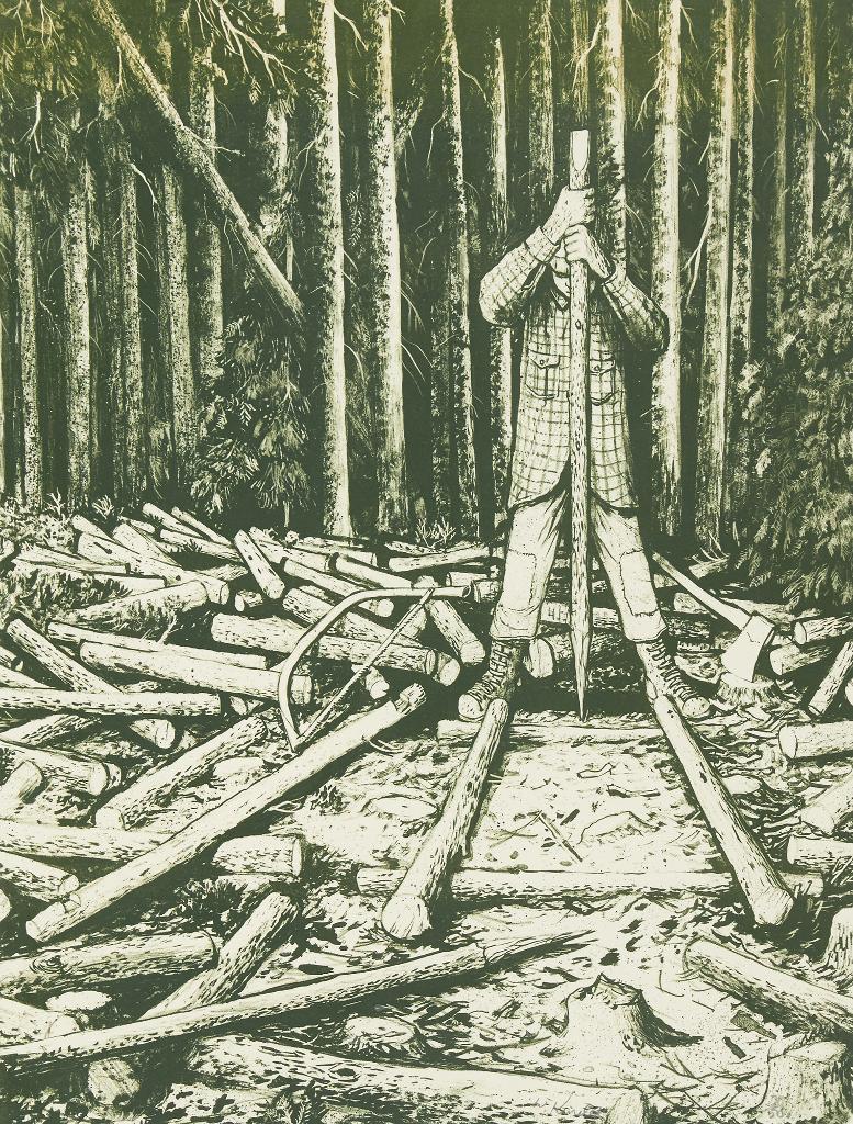 William Kurelek (1927-1977) - Building a Cord Cradle