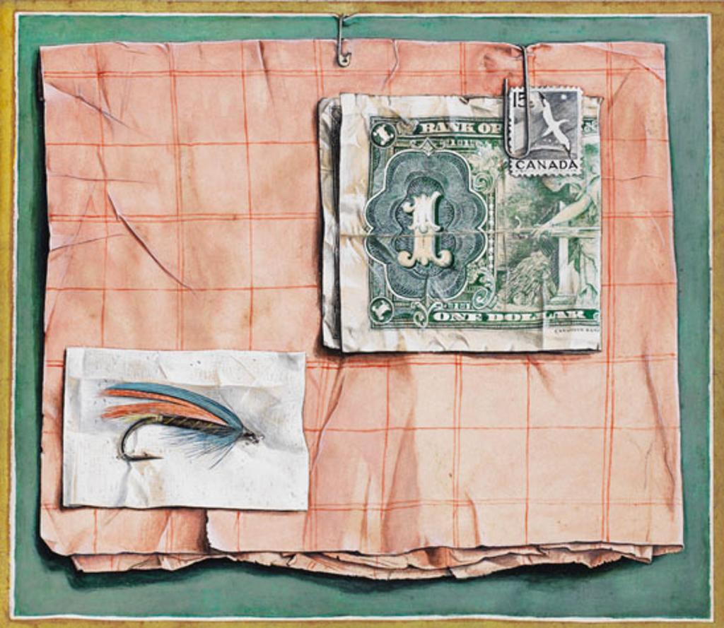 William Kurelek (1927-1977) - Trompe l'oeil with a Fisherman's Fly