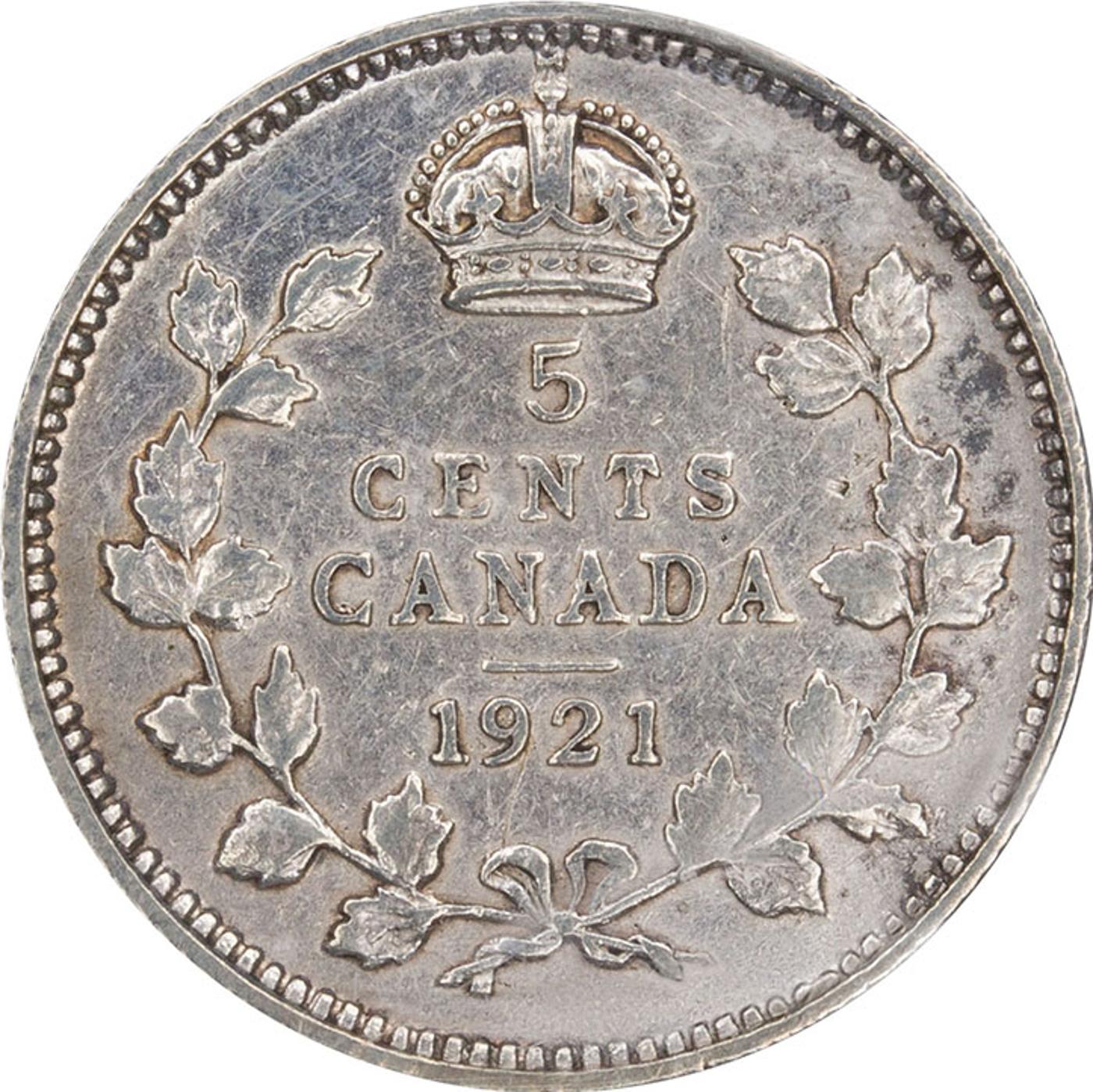 Canada - George V 5 Cents 1921, ICCS F12