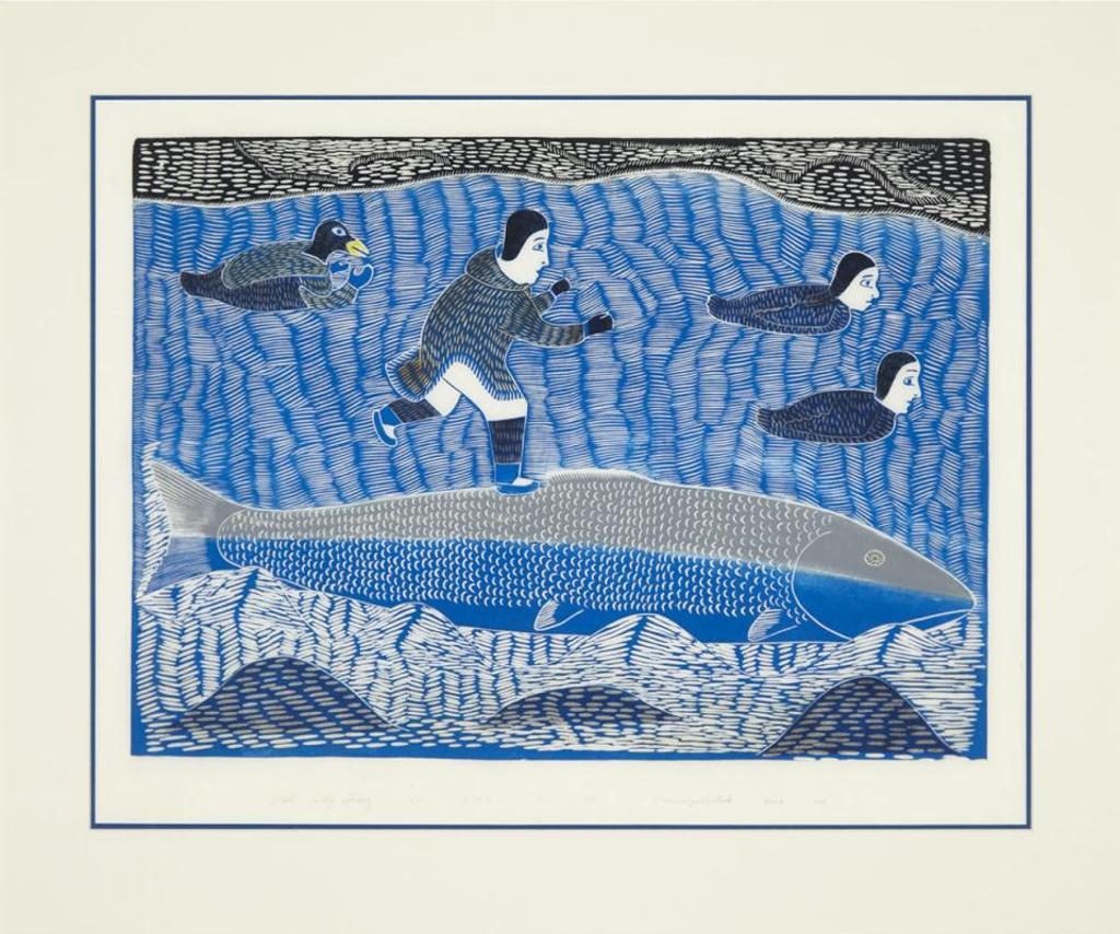 Victoria Mamnguqsualuk (1930-2016) - Giant Dreaming He Is Eating A Mouse; Fish Help Kiviuq