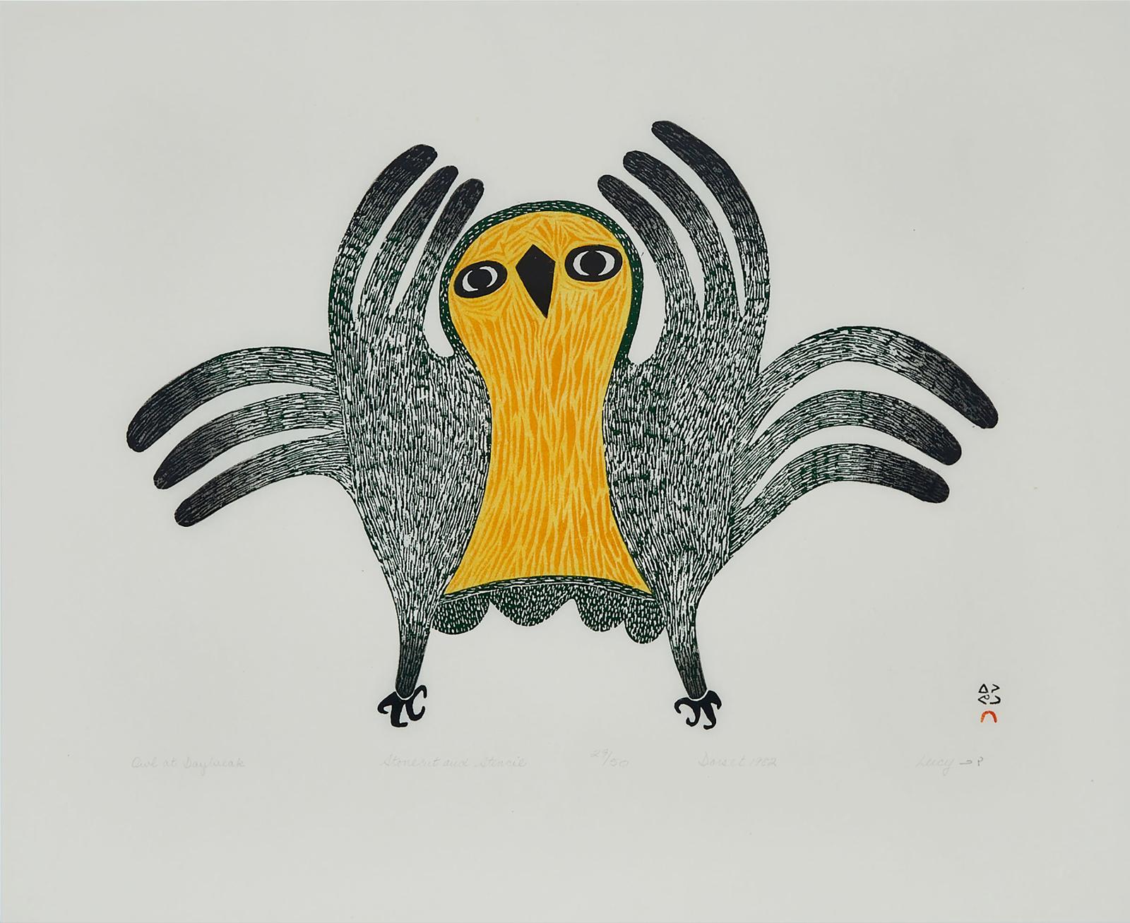 Lucy Qinnuayuak (1915-1982) - Owl At Daybreak