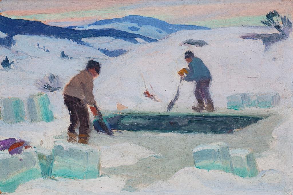 Clarence Alphonse Gagnon (1881-1942) - Coupe De La Glace, Rivière Du Gouffre (Charlevoix) (Vers 1921)