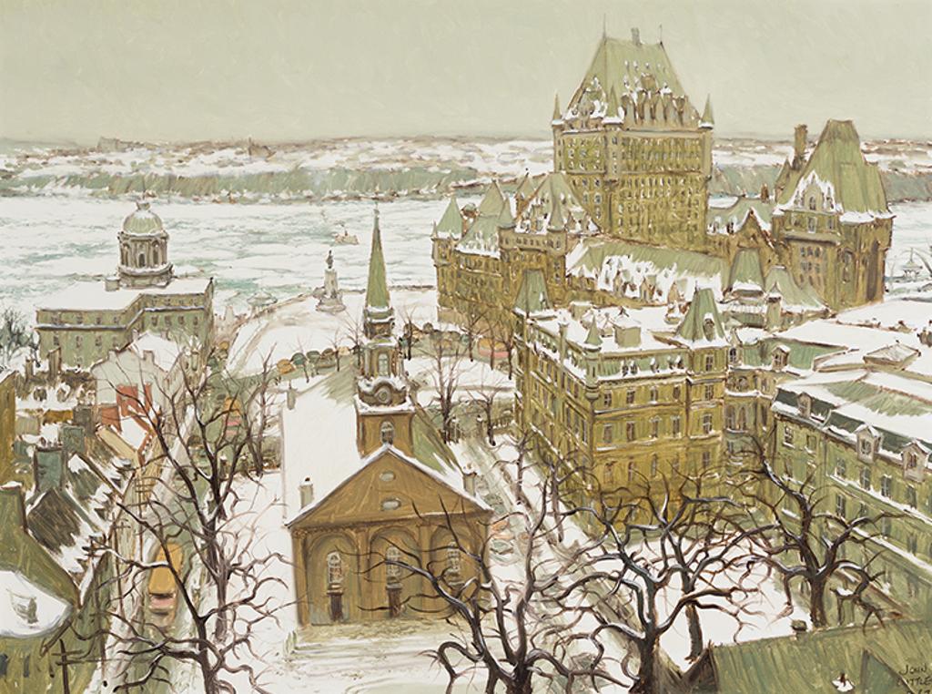 John Geoffrey Caruthers Little (1928-2024) - View of Anglican Cathedral and Place d'Armes, Quebec (from Édifice Price)