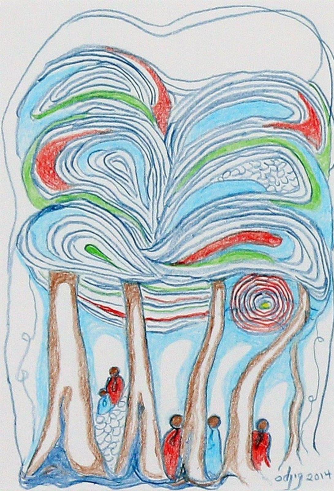 Daphne Odjig (1919-2016) - Watching And Waiting; 2014