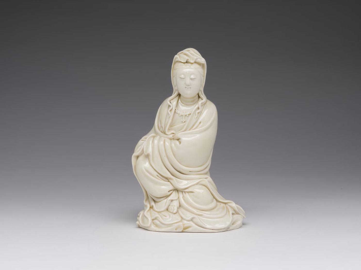 Chinese Art - A Chinese Blanc-de-Chine Figure of Guanyin, 18th Century
