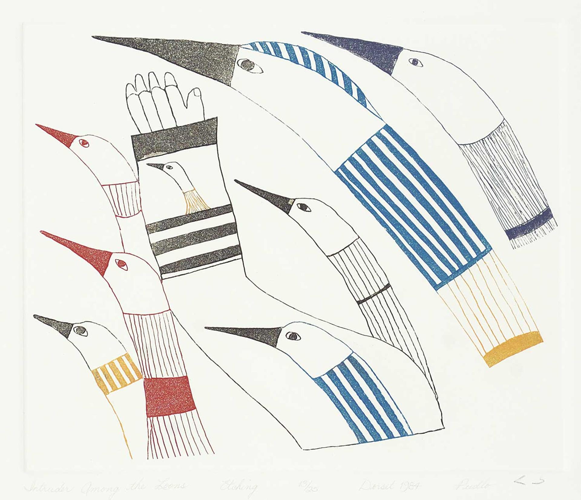Pudlo Pudlat (1916-1992) - Intruder Among the Loons #13/25