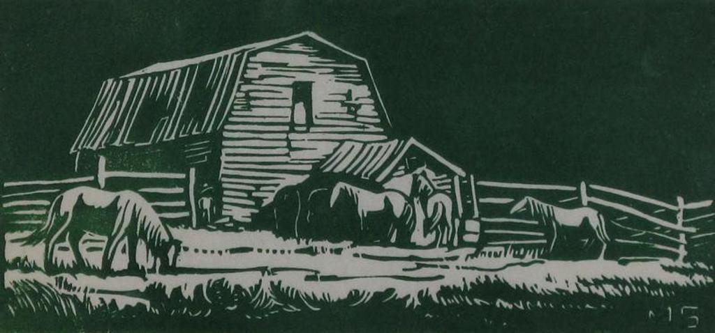 Margaret Dorothy Shelton (1915-1984) - Barn at Seebe