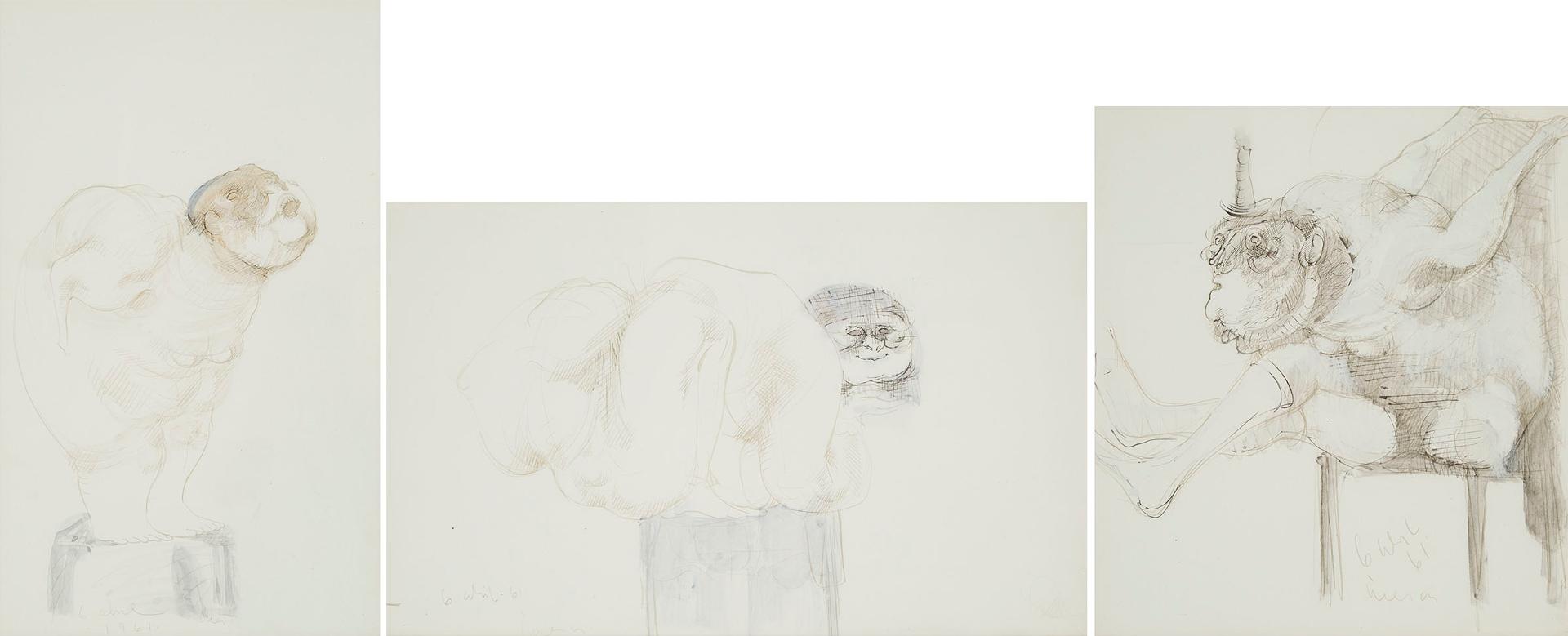 José Luis Cuevas - Figure Standing; Figure Reclining; Figure Seated