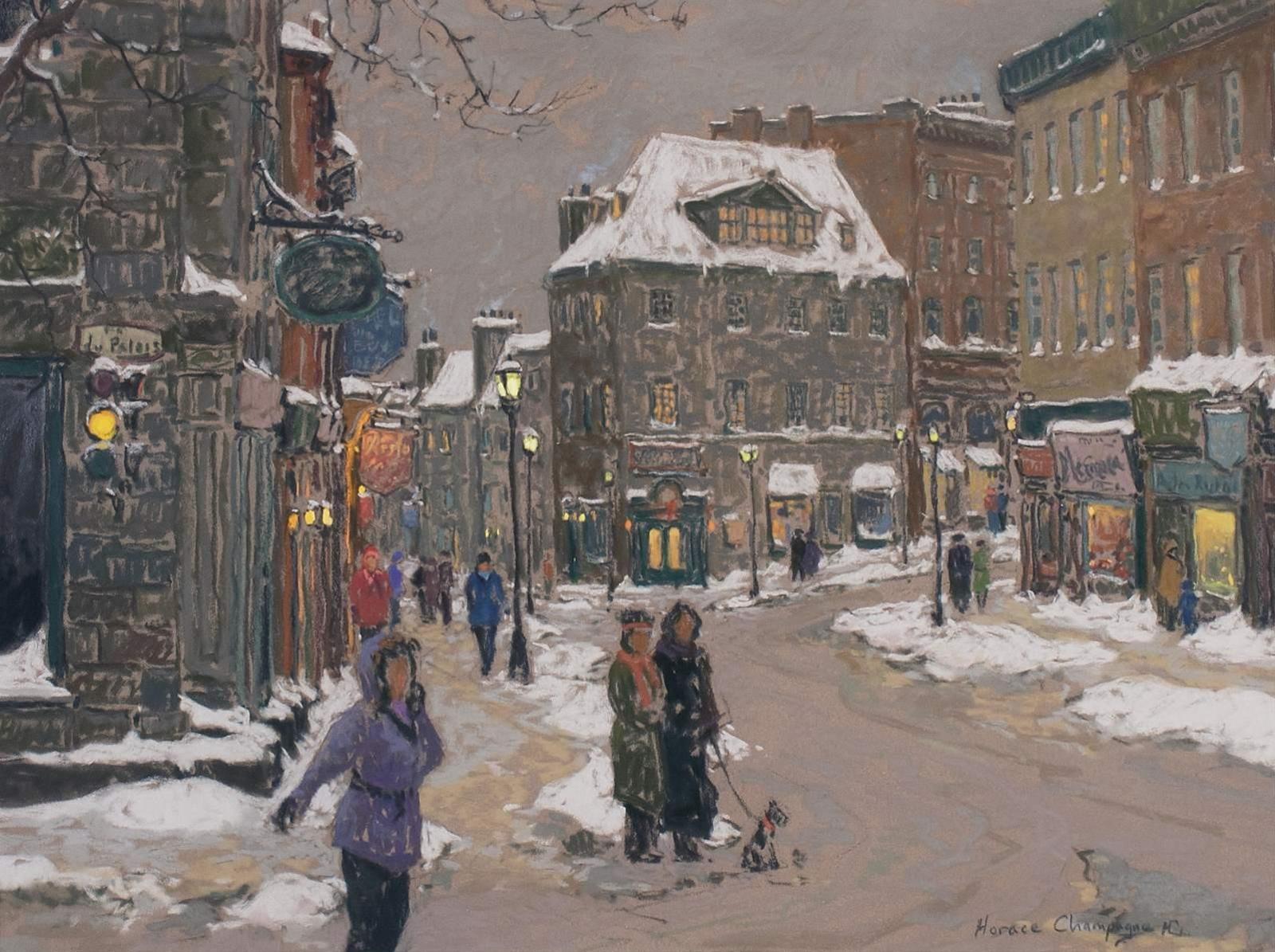 Horace Champagne (1937) - Ah, Bonjour! (Twilight On Rue Du Palais Et Rue St-Jean, Vieux Quebec); 1997
