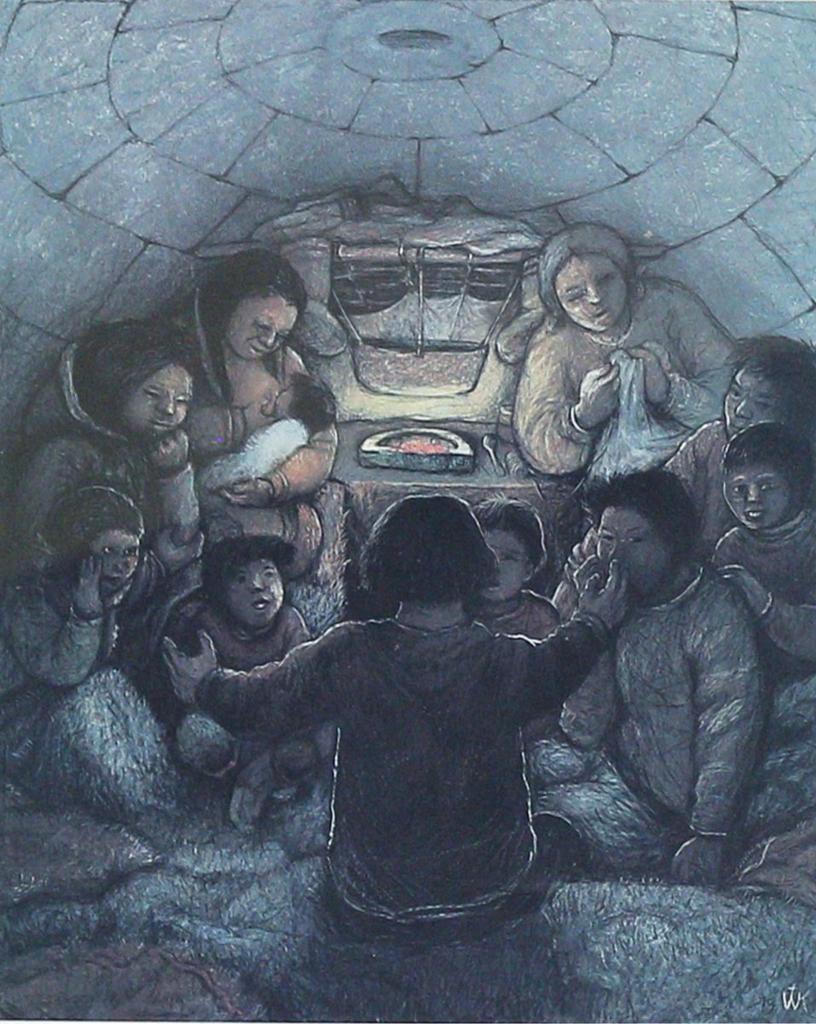 William Kurelek (1927-1977) - Storytelling, A Winter Pastime; 1975