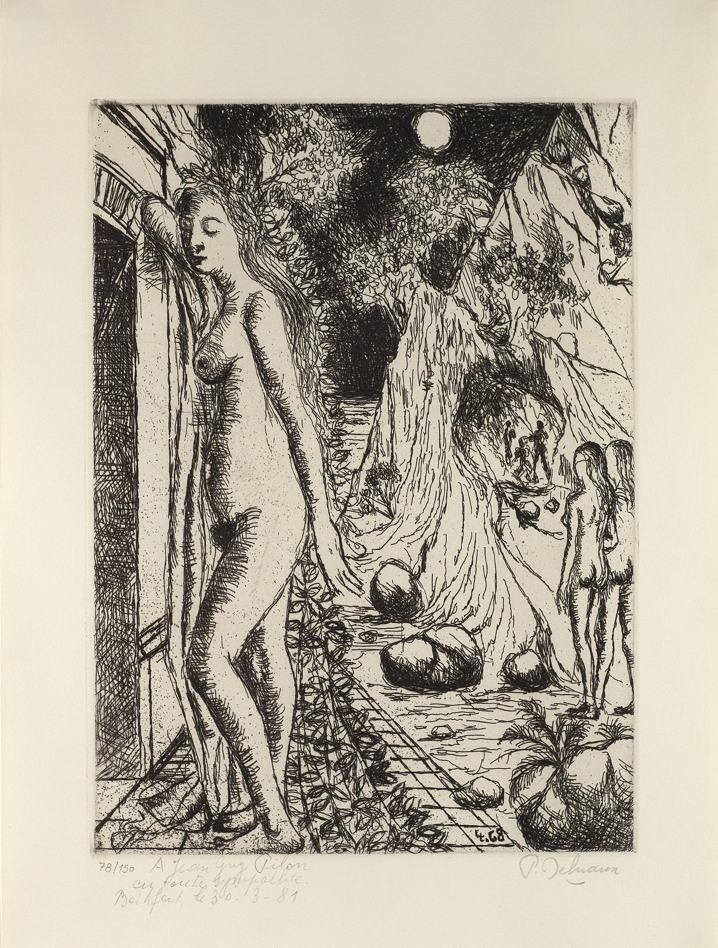 Paul Delvaux (1897-1994) - Sans titre (de la série Sept dialogues avec Paul Delvaux), 1968-71