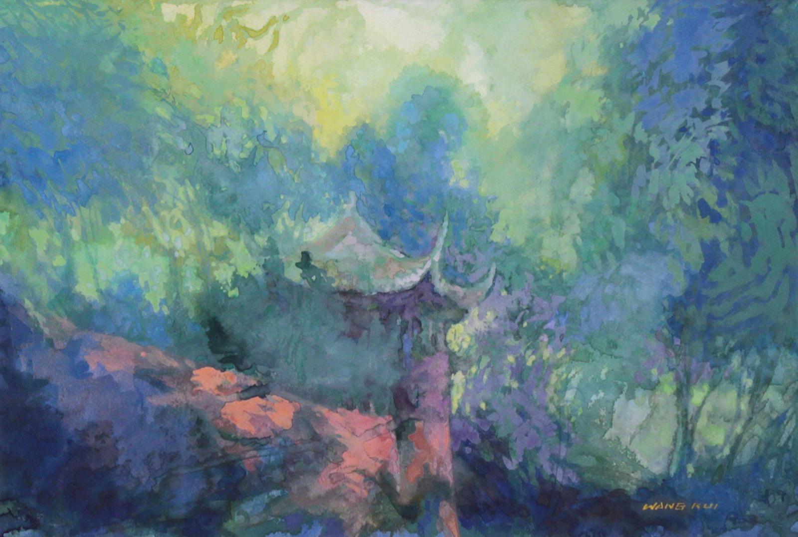 Wang Kui (1958) - Untitled, Temple in the Trees