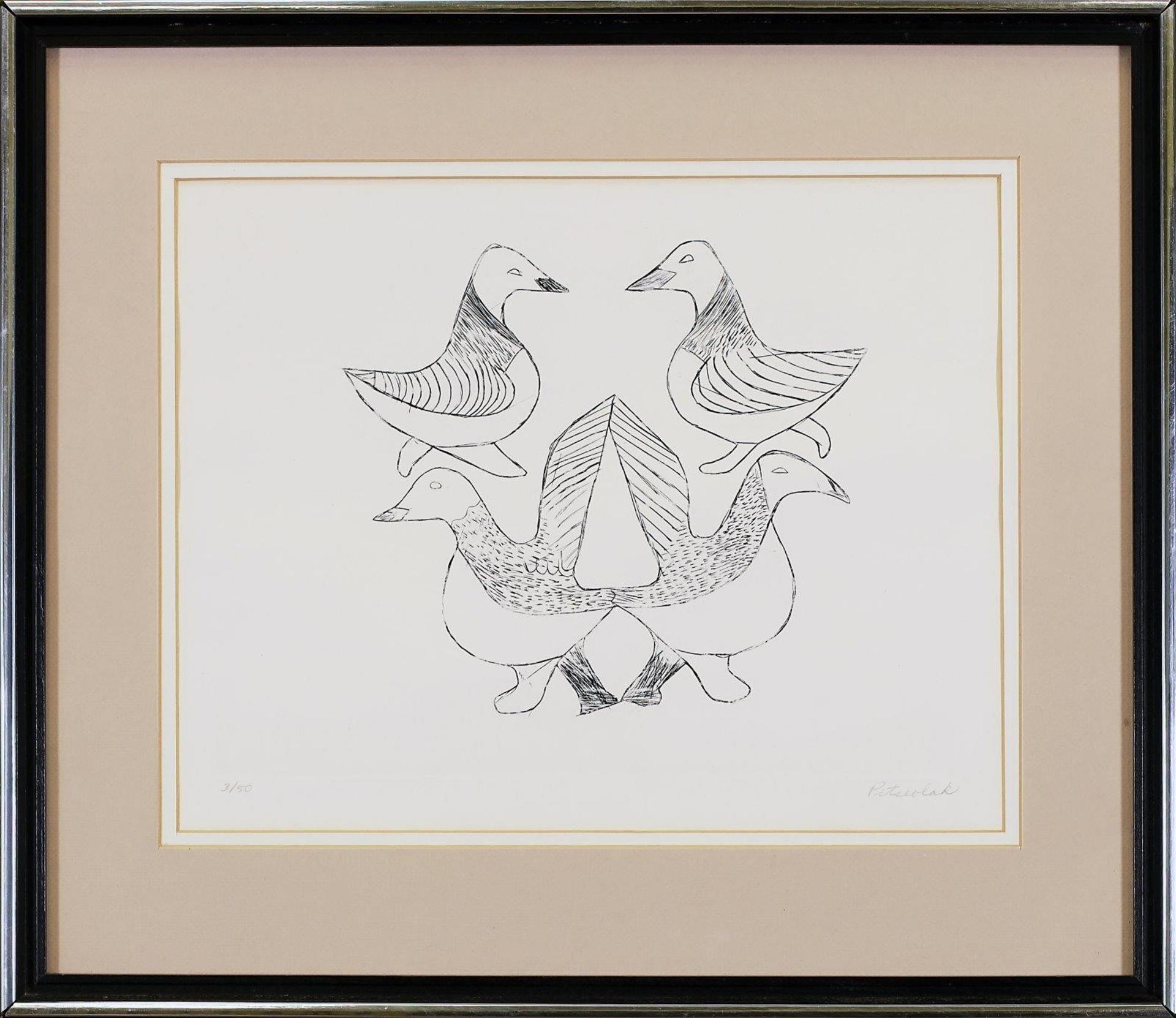 Pitseolak Ashoona (1904-1983) - Four Birds; 1962; ed. #3/50