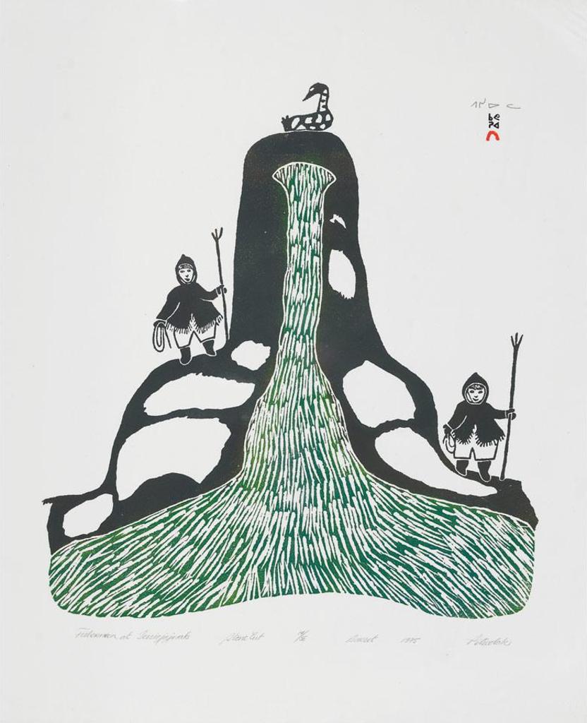 Pitseolak Ashoona (1904-1983) - Fishermen At Tessiojajuak
