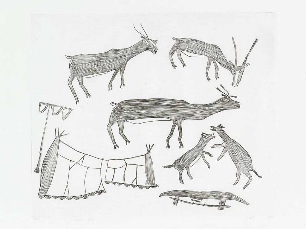 Kiakshuk (1886-1966) - Caribou Near Tents