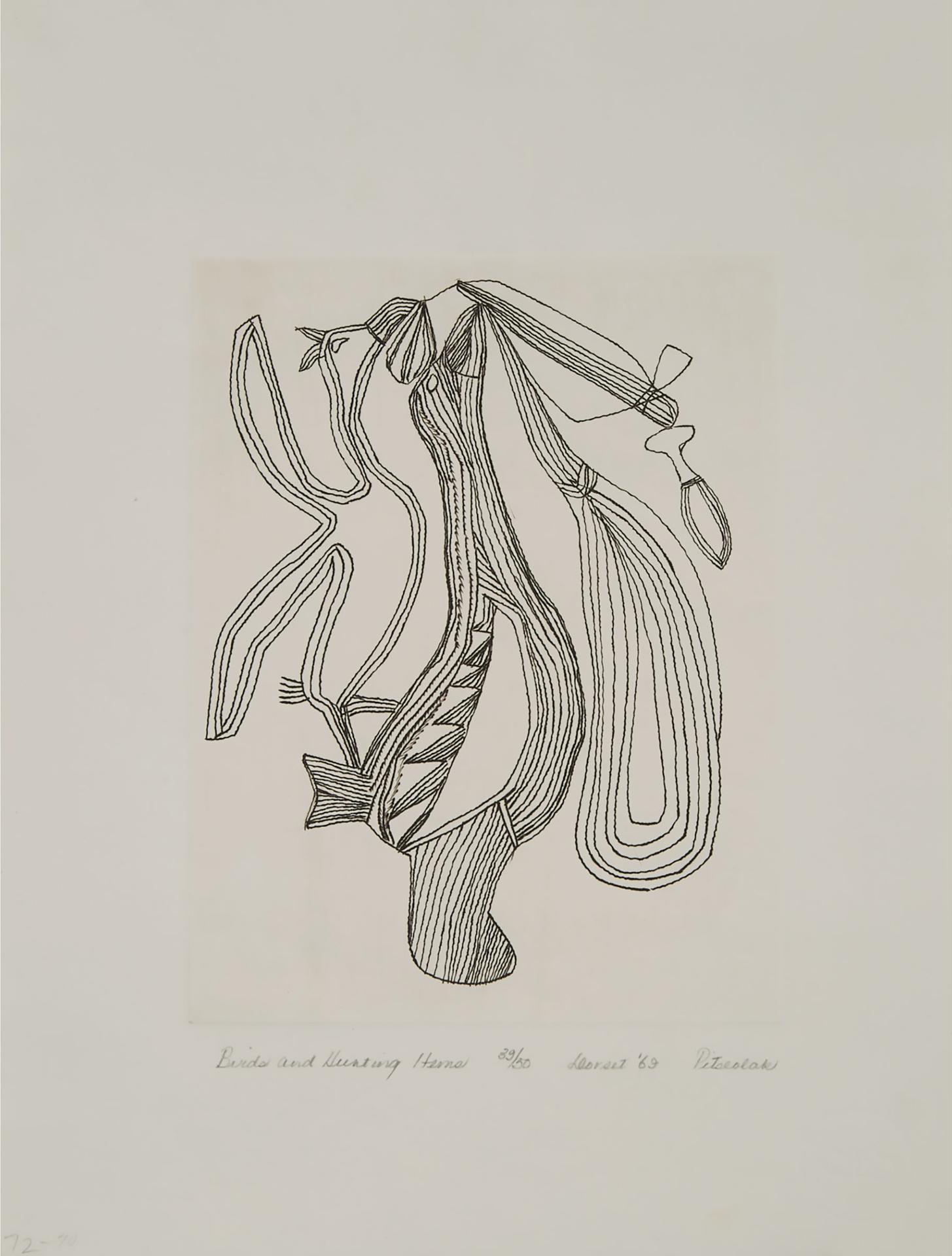 Pitseolak Ashoona (1904-1983) - Birds And Huntng Items