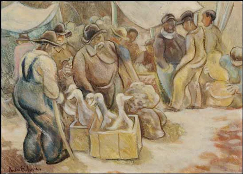 Andre Charles Bieler (1896-1989) - White Geese in the Marketplace
