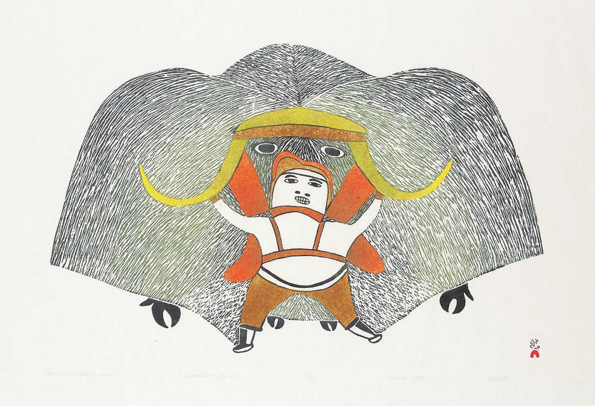 Pudlo Pudlat (1916-1992) - Hunter with Heavy Load #31/50