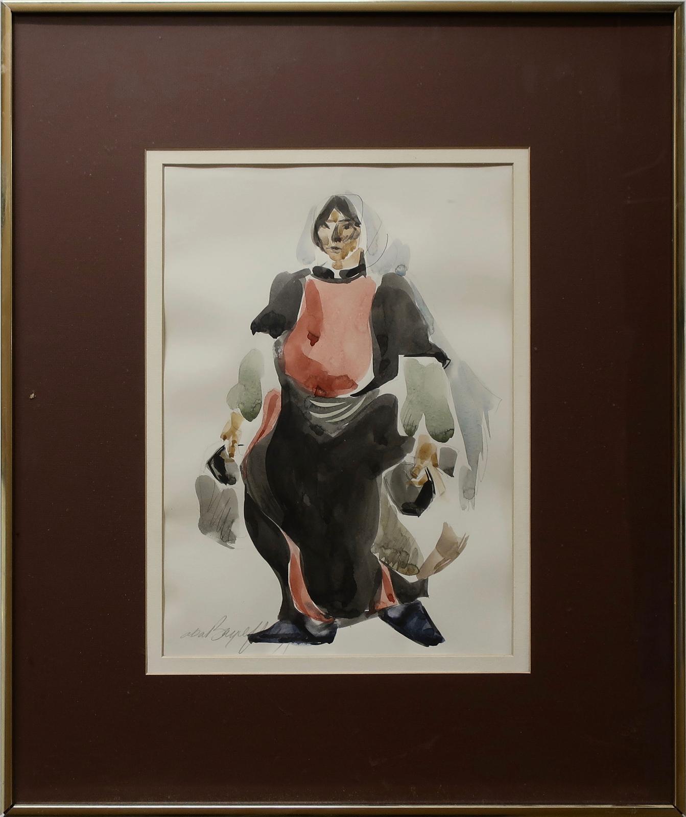 Aba Bayefsky (1923-2001) - Woman Carrying Parcels
