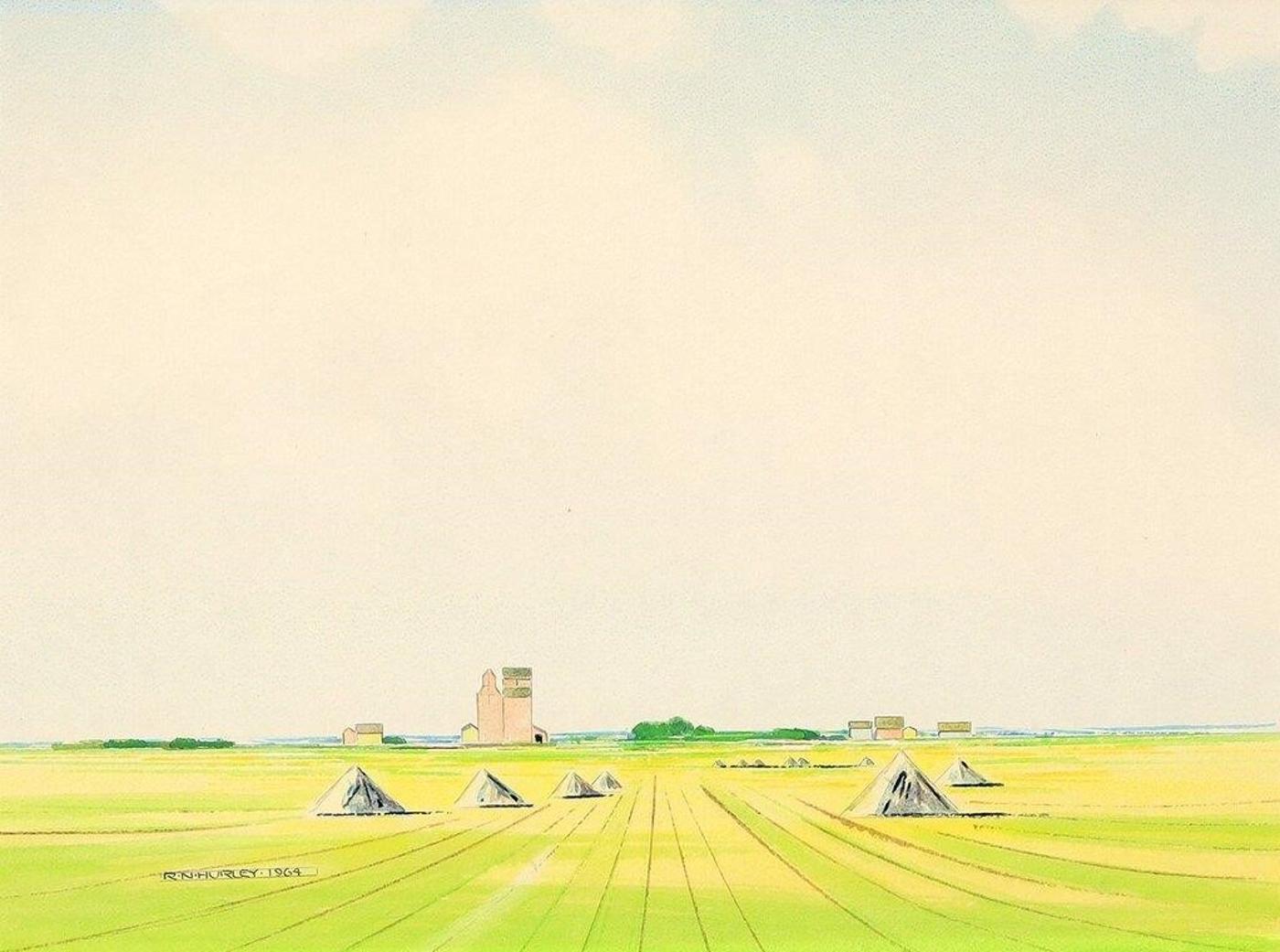 Robert Newton Hurley (1894-1980) - Prairie Scene - Harvest Time; 1964