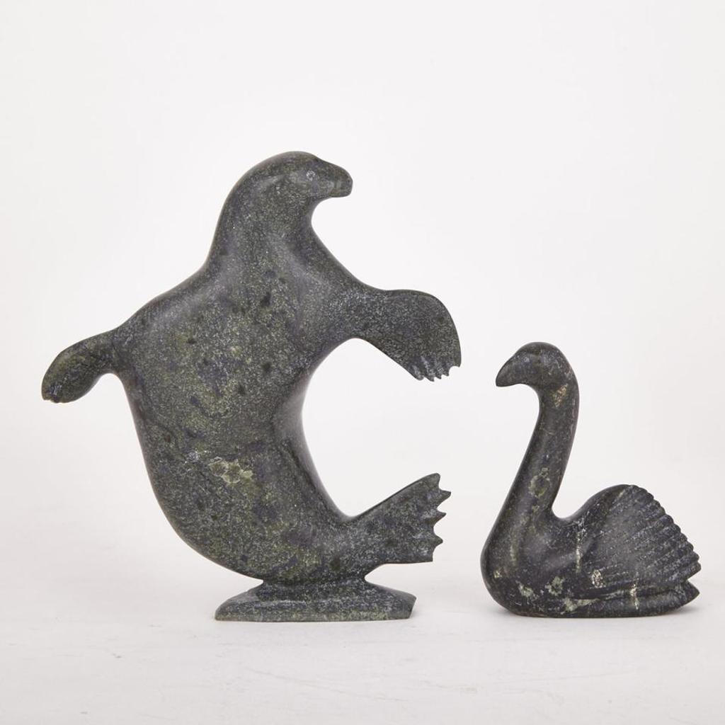Gideon Qauqjuaq (1941) - Swan; Playful Seal