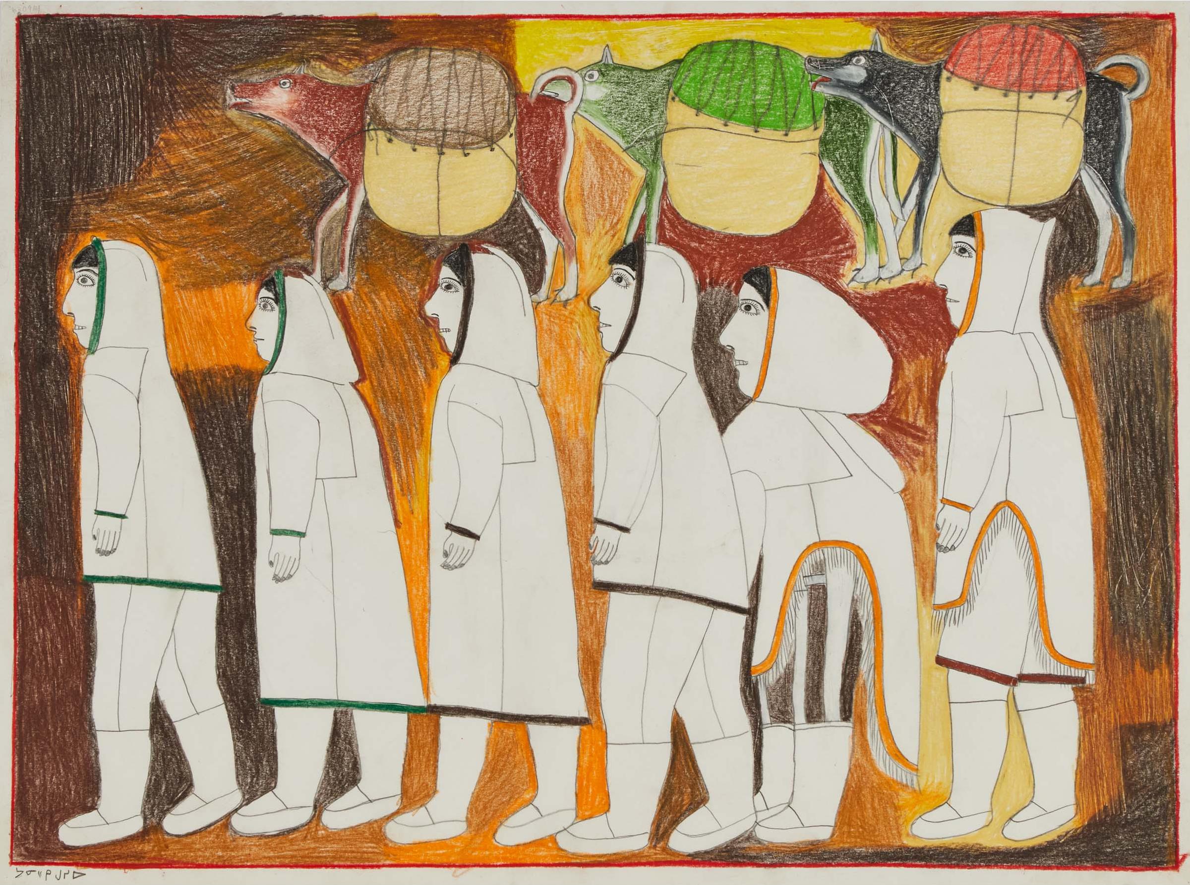 Janet Kigusiuq (1926-2005) - Untitled (Family Migration), 2002