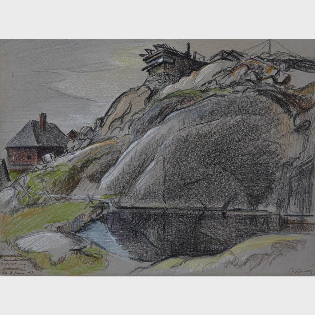 George Campbell (Cam) Tinning (1910-1996) - Two Works: R.D. Station, Chebucto Head, 3 June, 1943; R.C.E. Ordnance Sheds, St. J. Newfld, 2 Sept. 43