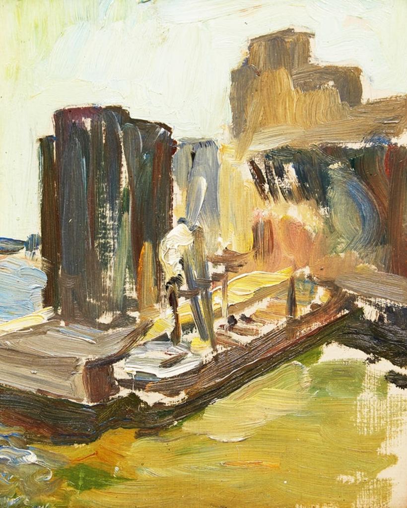 Adrien Hébert (1890-1967) - Port de Montreal avec Bateau