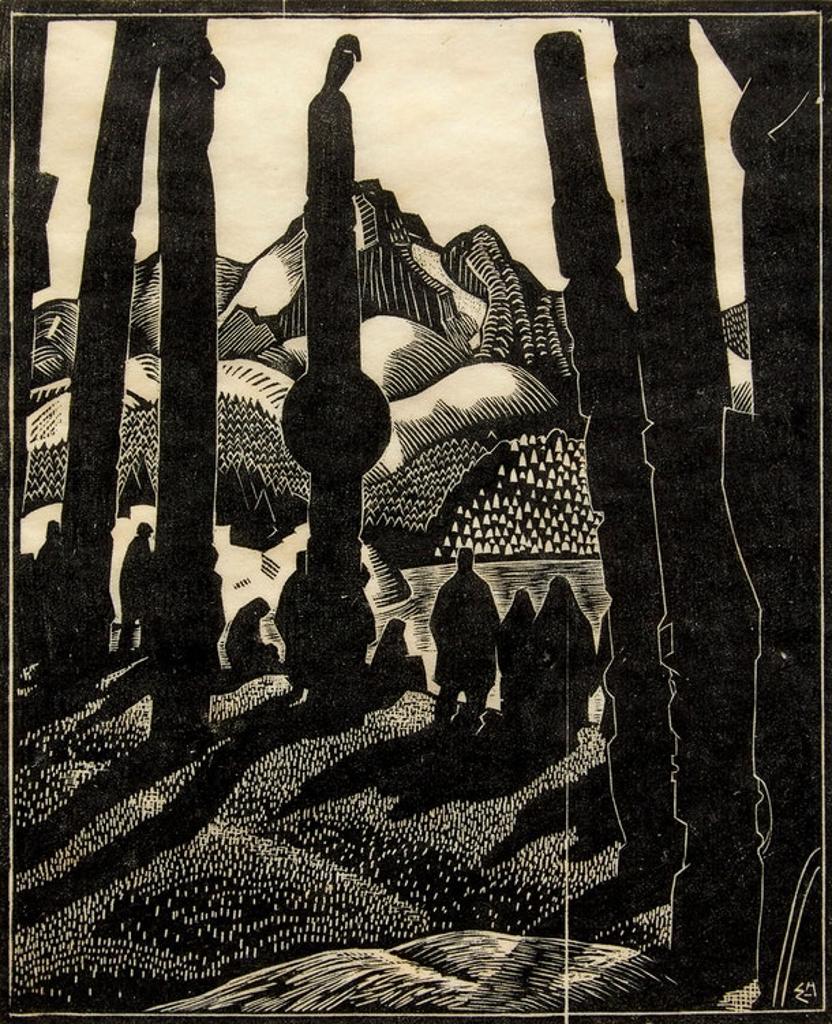 Edwin Headley Holgate (1892-1977) - Totem Poles, No. 4 (Departing People)