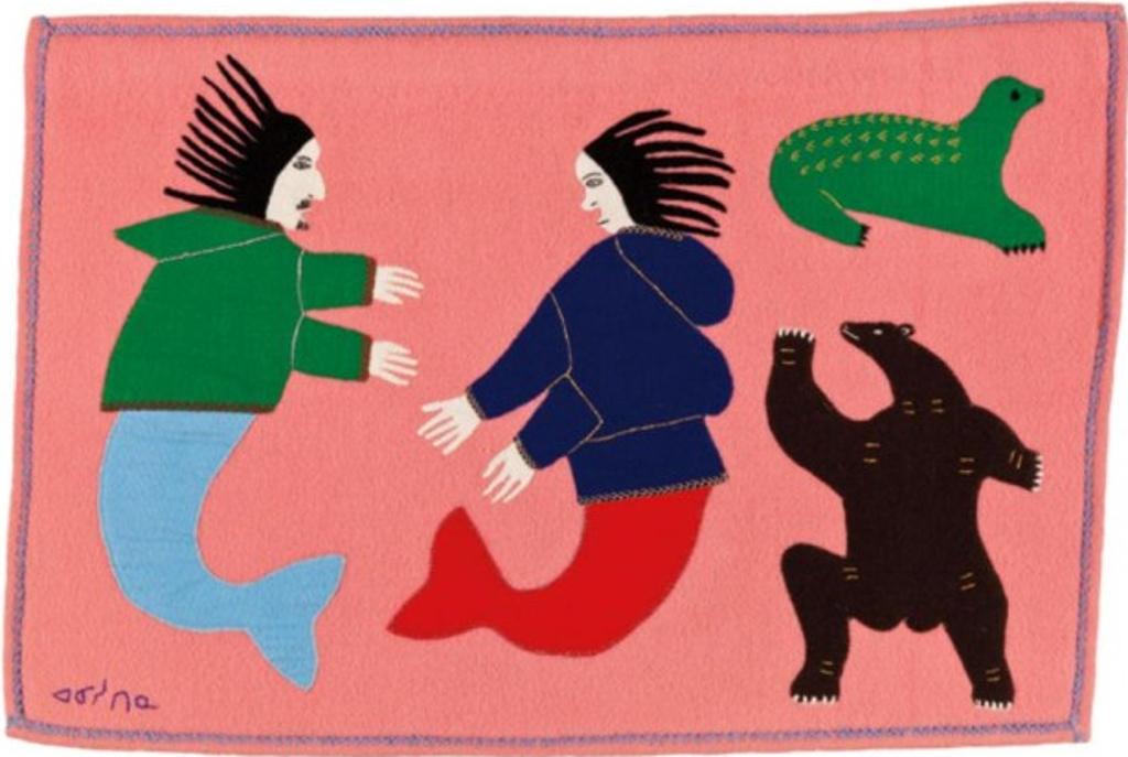 Agnes Teenar (1931) - Whale Cove, Untitled (Sedna, perhaps with her father, or a shaman), ca. 1980s, duffle