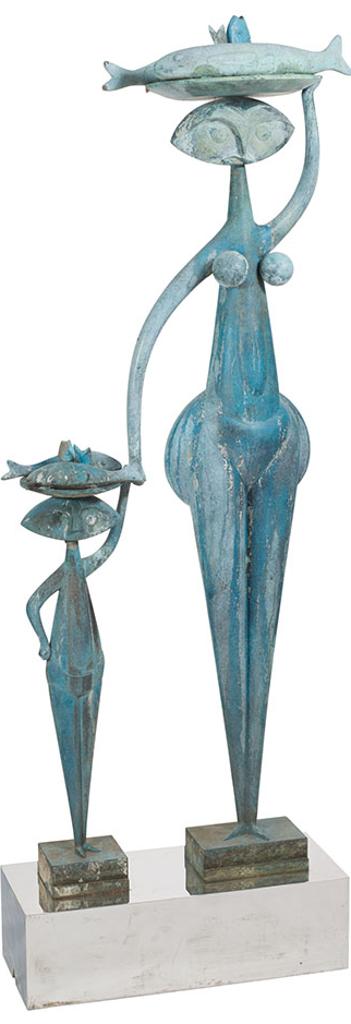 Guillermo Silva Santamaria (1921-2007) - Two Figures with Fish