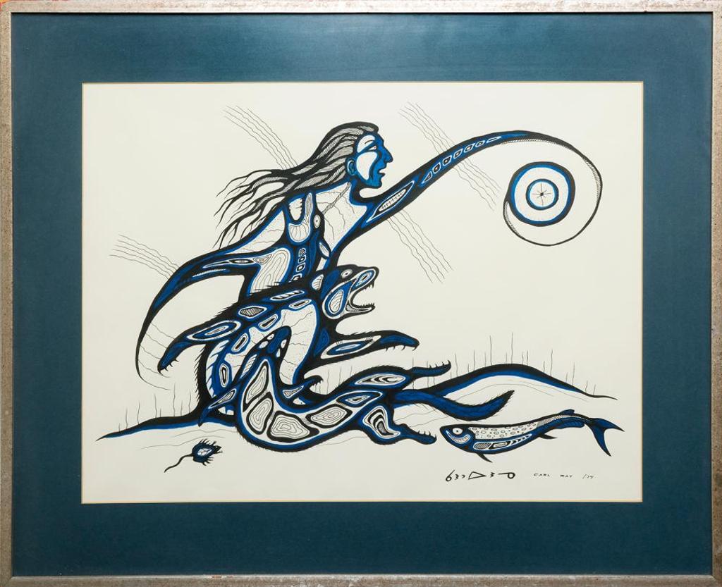 Carl Ray (1942-1978) - Untitled - Man and Spirit Animals