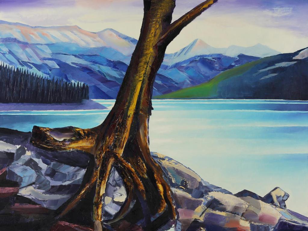 David Pugh (1946-1994) - Stump On The Lakeshore; 1990