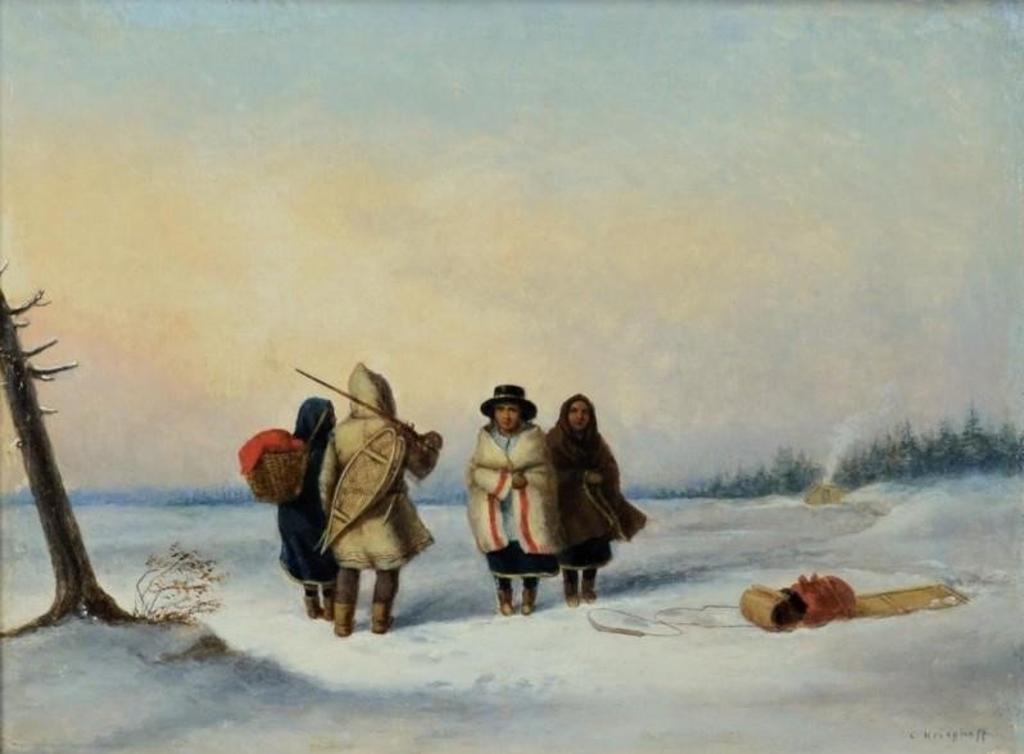 Cornelius David Krieghoff (1815-1872) - A Wayside Chat (Caughnawaga Indians at Montroyal)