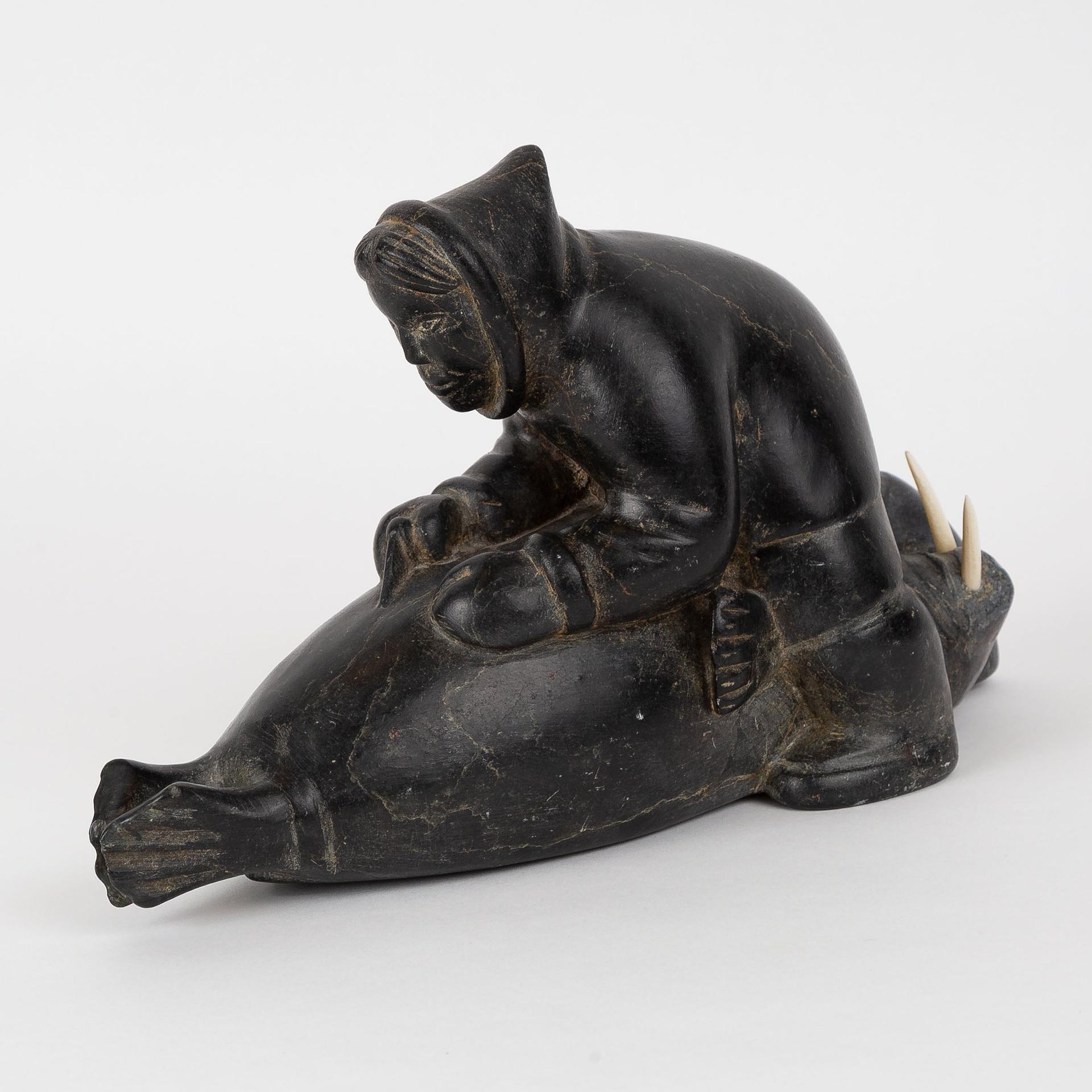 Johnny Inukpuk Jr (1930-1984) - Hunter With Walrus