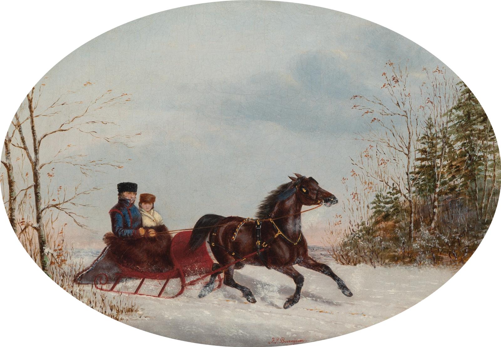 Frederick Samuel Barnjum (1858-1887) - A Gentleman And His Lady Sleighing, 1860