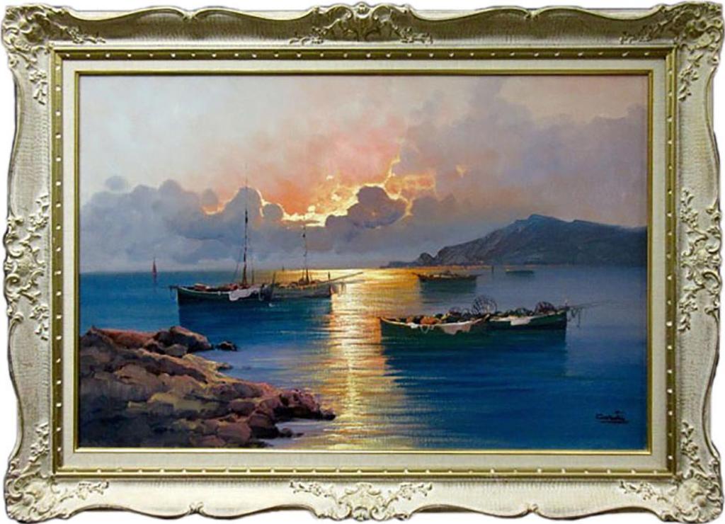 Carlo Casati (1889-1965) - Untitled (Mediterranean Scene At Sunset)
