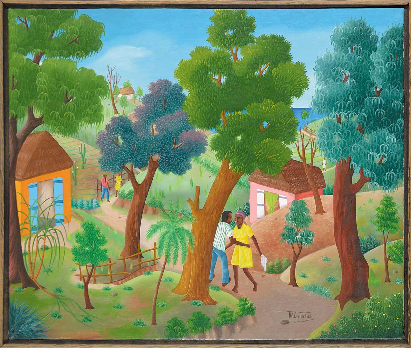 Philton Latortue (1944) - Untitled - Couple on the Way to the Beach