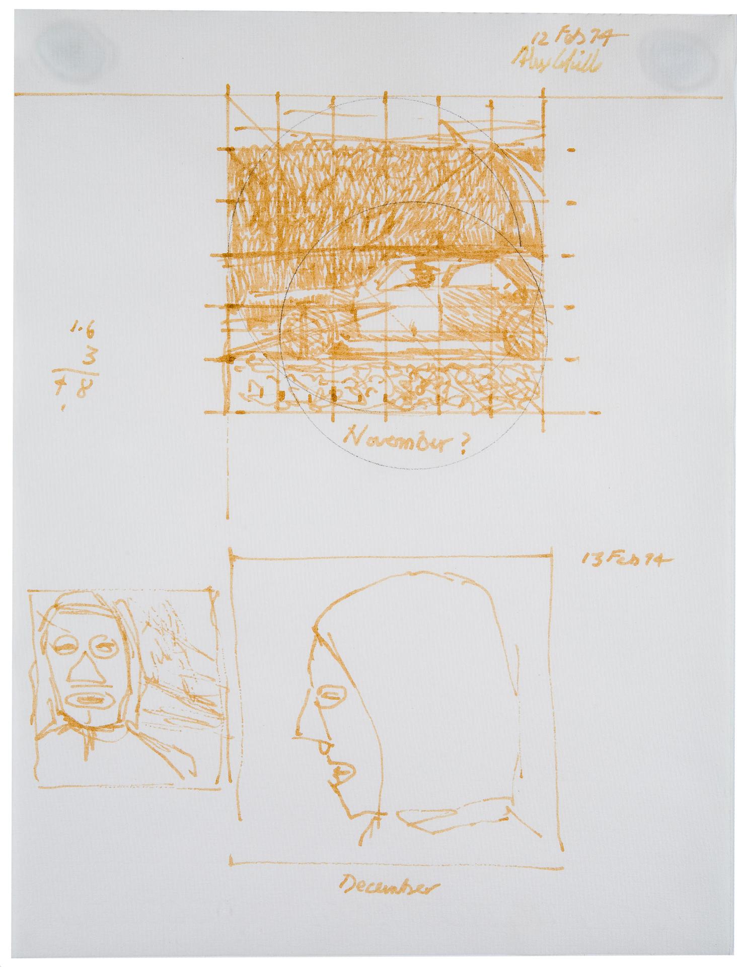 Alexander (Alex) Colville (1920-2013) - Study for November and two studies for December