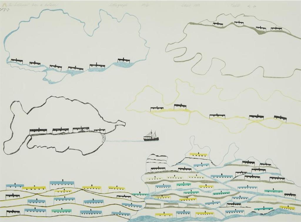 Pudlo Pudlat (1916-1992) - The Settlement From A Distance, 1982