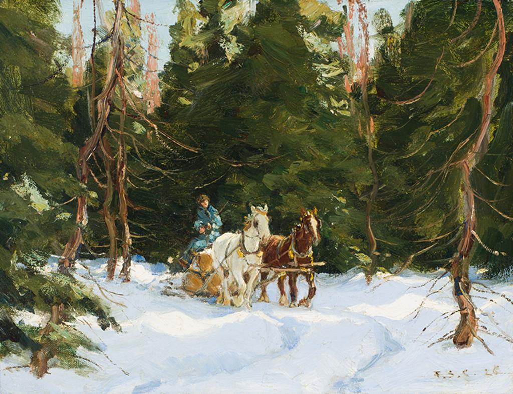 Frederick Simpson Coburn (1871-1960) - Drawing Logs (Winter in Quebec)