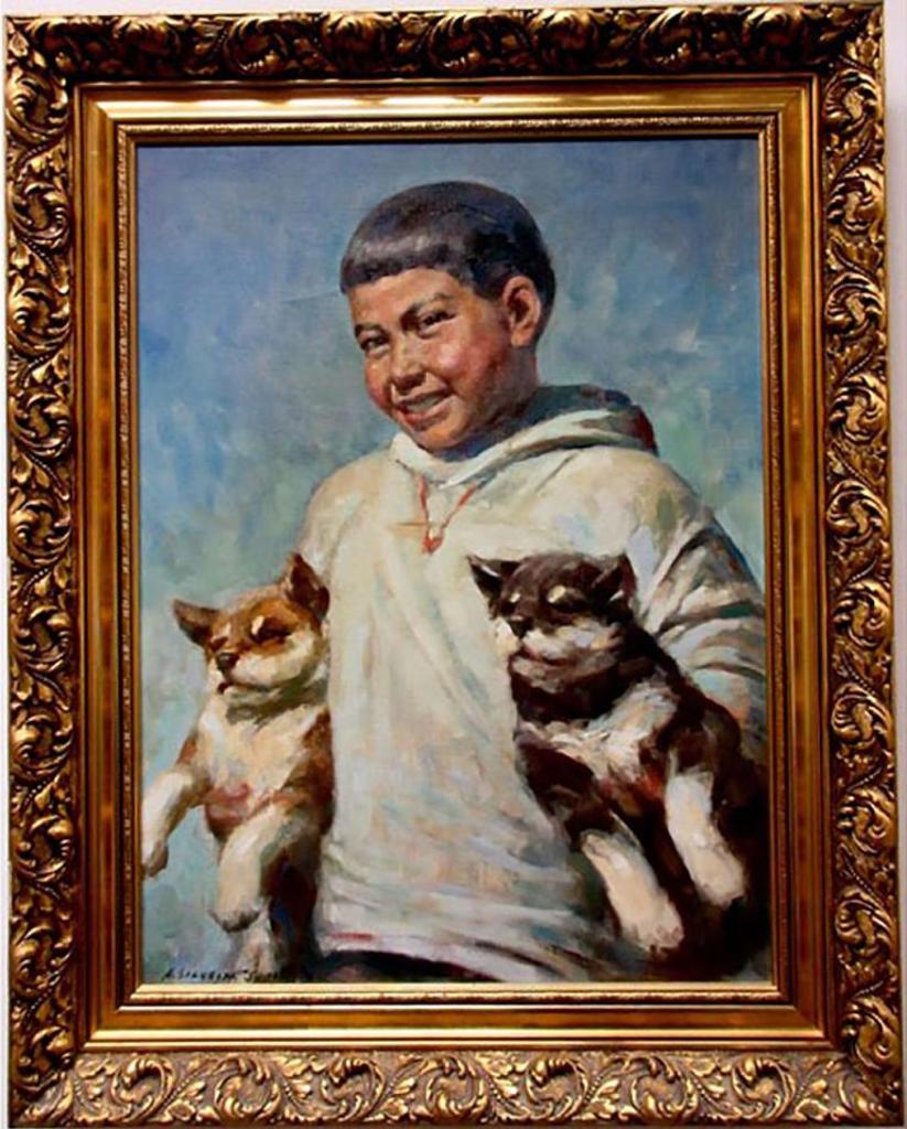 Adam Sherriff Scott (1887-1980) - Inuit Boy With Pups