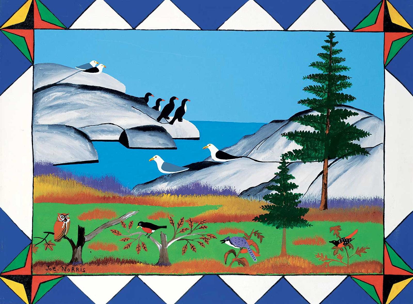 Joe Norris (1925-1996) - Seabirds with Geometric Border
