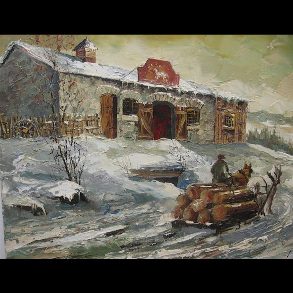Claude Langevin (1942-2024) - Horses Pulling Lumber