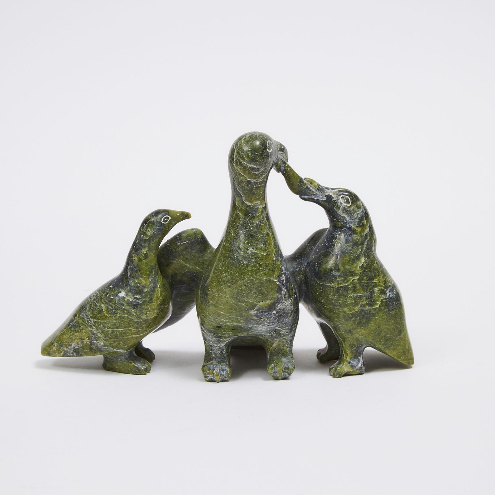 Abraham Etungat (1911-1999) - Three Birds Fight Over Fish