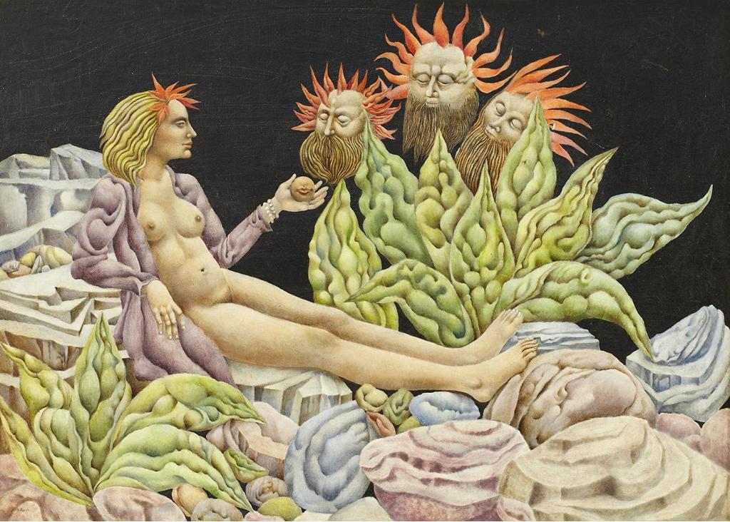 Gary Peter Slipper (1934-2019) - Reclining Nude In Whimsical Setting